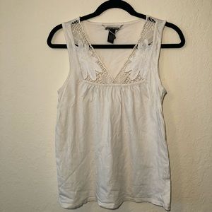 {Lucky Brand} White Tank Top with Lace Detail